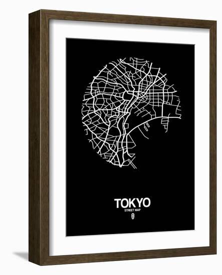 Tokyo Street Map Black-NaxArt-Framed Art Print