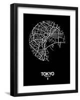 Tokyo Street Map Black-NaxArt-Framed Art Print