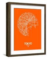 Tokyo Street Map Orange-NaxArt-Framed Art Print