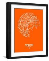 Tokyo Street Map Orange-NaxArt-Framed Art Print