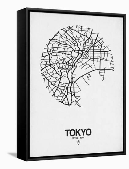 Tokyo Street Map White-null-Framed Stretched Canvas