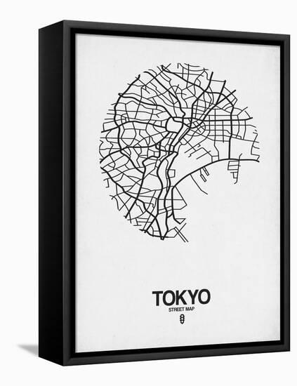 Tokyo Street Map White-NaxArt-Framed Stretched Canvas