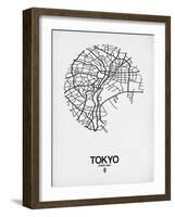 Tokyo Street Map White-NaxArt-Framed Art Print