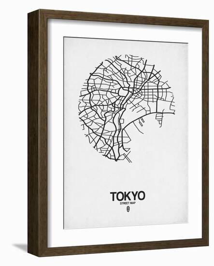 Tokyo Street Map White-NaxArt-Framed Art Print