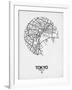 Tokyo Street Map White-NaxArt-Framed Art Print