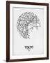 Tokyo Street Map White-NaxArt-Framed Art Print