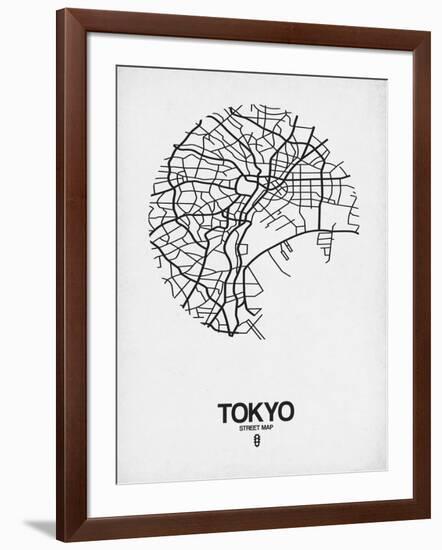 Tokyo Street Map White-NaxArt-Framed Art Print