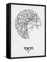 Tokyo Street Map White-NaxArt-Framed Stretched Canvas