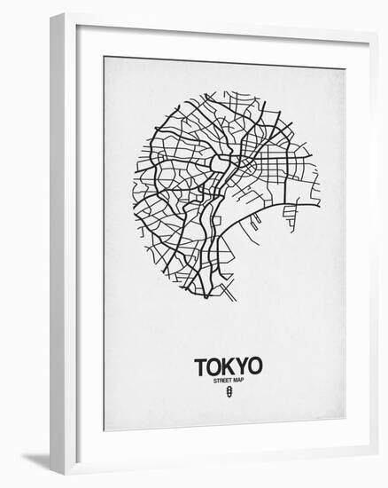 Tokyo Street Map White-NaxArt-Framed Art Print