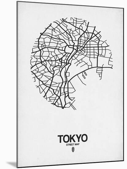 Tokyo Street Map White-NaxArt-Mounted Art Print