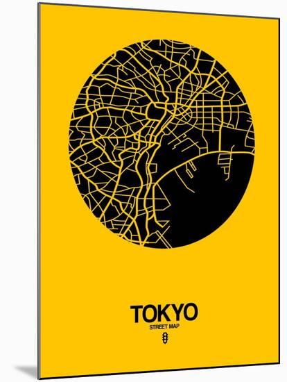 Tokyo Street Map Yellow-NaxArt-Mounted Art Print