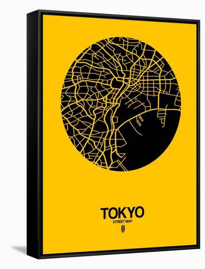 Tokyo Street Map Yellow-NaxArt-Framed Stretched Canvas