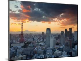 Tokyo Tower and Mt; Fuji from Shiodome, Tokyo, Japan-Jon Arnold-Mounted Photographic Print
