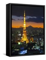 Tokyo Tower and Mt; Fuji from Shiodome, Tokyo, Japan-Jon Arnold-Framed Stretched Canvas