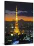 Tokyo Tower and Mt; Fuji from Shiodome, Tokyo, Japan-Jon Arnold-Stretched Canvas