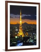 Tokyo Tower and Mt; Fuji from Shiodome, Tokyo, Japan-Jon Arnold-Framed Photographic Print