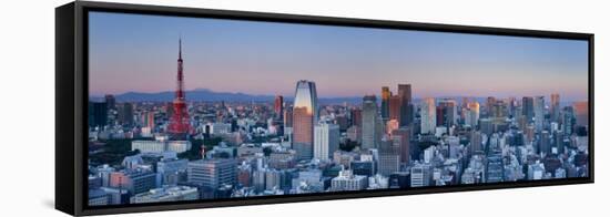 Tokyo Tower and Mt; Fuji from Shiodome, Tokyo, Japan-Jon Arnold-Framed Stretched Canvas