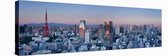 Tokyo Tower and Mt; Fuji from Shiodome, Tokyo, Japan-Jon Arnold-Stretched Canvas