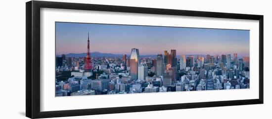 Tokyo Tower and Mt; Fuji from Shiodome, Tokyo, Japan-Jon Arnold-Framed Photographic Print