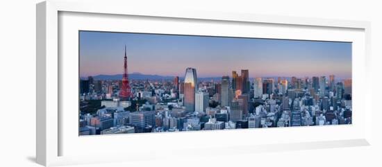 Tokyo Tower and Mt; Fuji from Shiodome, Tokyo, Japan-Jon Arnold-Framed Photographic Print