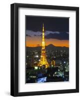 Tokyo Tower and Mt; Fuji from Shiodome, Tokyo, Japan-Jon Arnold-Framed Photographic Print