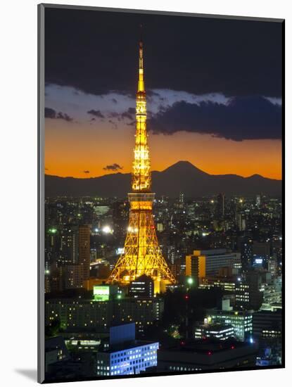 Tokyo Tower and Mt; Fuji from Shiodome, Tokyo, Japan-Jon Arnold-Mounted Photographic Print