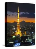 Tokyo Tower and Mt; Fuji from Shiodome, Tokyo, Japan-Jon Arnold-Stretched Canvas