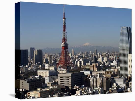 Tokyo Tower, City Skyline and Mount Fuji Beyond, Tokyo, Japan, Asia-Olivier Goujon-Stretched Canvas