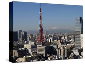 Tokyo Tower, City Skyline and Mount Fuji Beyond, Tokyo, Japan, Asia-Olivier Goujon-Stretched Canvas