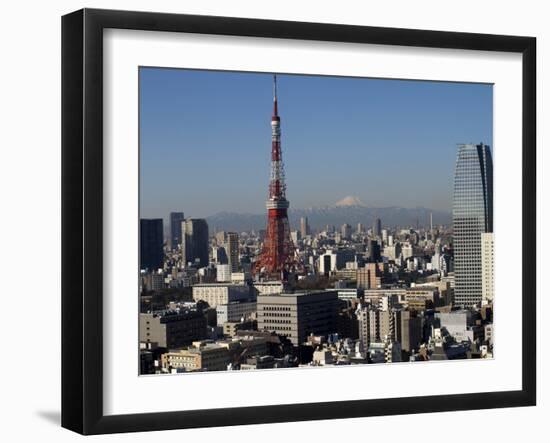 Tokyo Tower, City Skyline and Mount Fuji Beyond, Tokyo, Japan, Asia-Olivier Goujon-Framed Photographic Print