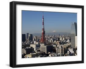 Tokyo Tower, City Skyline and Mount Fuji Beyond, Tokyo, Japan, Asia-Olivier Goujon-Framed Photographic Print