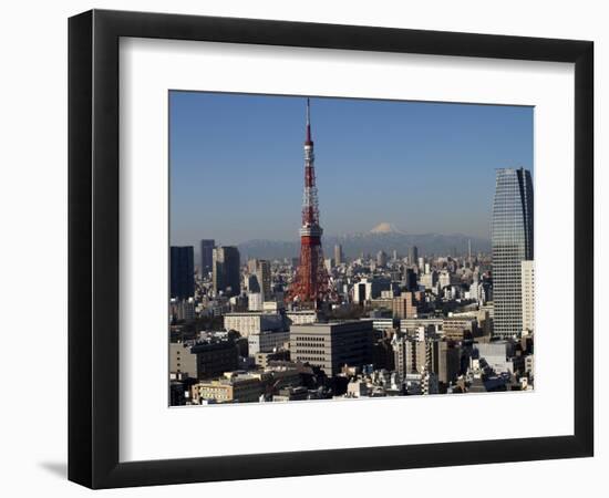 Tokyo Tower, City Skyline and Mount Fuji Beyond, Tokyo, Japan, Asia-Olivier Goujon-Framed Photographic Print