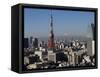 Tokyo Tower, City Skyline and Mount Fuji Beyond, Tokyo, Japan, Asia-Olivier Goujon-Framed Stretched Canvas