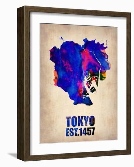 Tokyo Watercolor Map 1-NaxArt-Framed Art Print