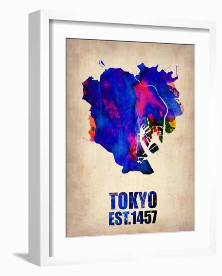 Tokyo Watercolor Map 1-NaxArt-Framed Art Print