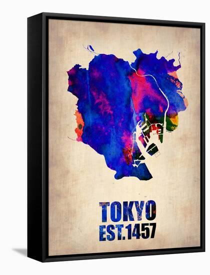 Tokyo Watercolor Map 1-NaxArt-Framed Stretched Canvas