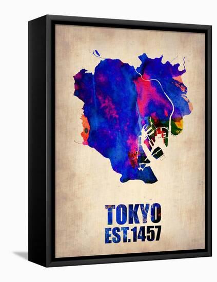 Tokyo Watercolor Map 1-NaxArt-Framed Stretched Canvas