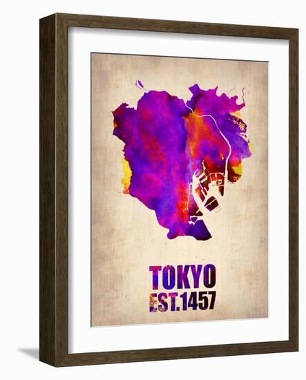 Tokyo Watercolor Map 2-NaxArt-Framed Art Print