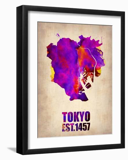 Tokyo Watercolor Map 2-NaxArt-Framed Art Print