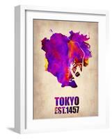 Tokyo Watercolor Map 2-NaxArt-Framed Art Print