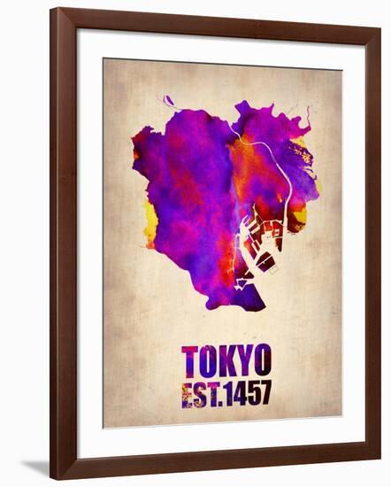 Tokyo Watercolor Map 2-NaxArt-Framed Art Print