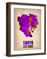 Tokyo Watercolor Map 2-NaxArt-Framed Art Print