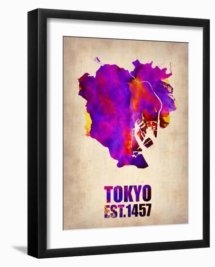 Tokyo Watercolor Map 2-NaxArt-Framed Art Print