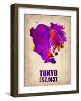 Tokyo Watercolor Map 2-NaxArt-Framed Art Print