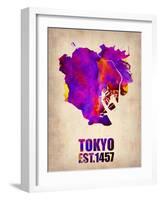 Tokyo Watercolor Map 2-NaxArt-Framed Art Print