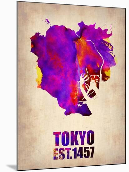 Tokyo Watercolor Map 2-NaxArt-Mounted Art Print