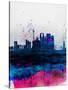 Tokyo Watercolor Skyline-NaxArt-Stretched Canvas