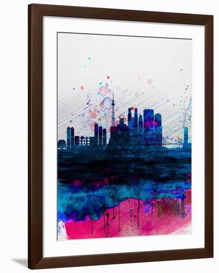 Tokyo Watercolor Skyline-NaxArt-Framed Art Print