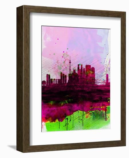 Tokyo Watercolor Skyline-NaxArt-Framed Art Print