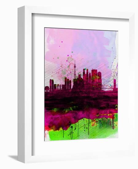 Tokyo Watercolor Skyline-NaxArt-Framed Art Print